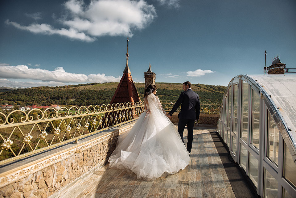 Happy bride and groom